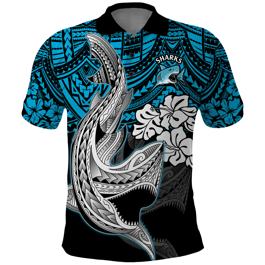 custom-sharks-rugby-polo-shirt-hibiscus-and-sharkies-tattoo-with-polynesian-pattern