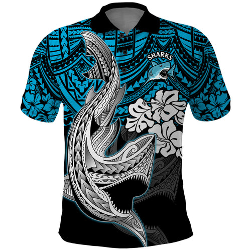 custom-sharks-rugby-polo-shirt-hibiscus-and-sharkies-tattoo-with-polynesian-pattern