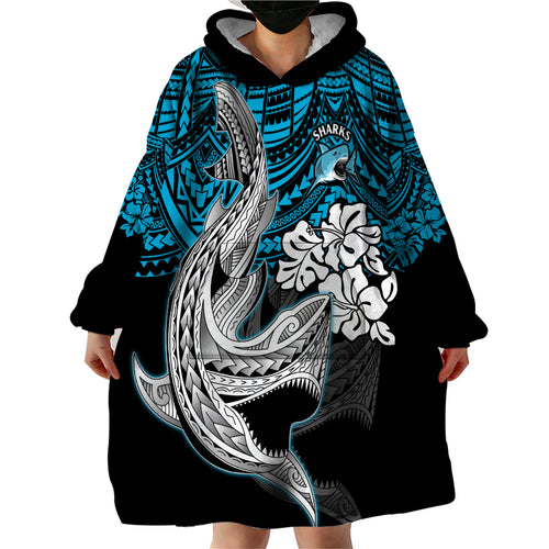custom-sharks-rugby-wearable-blanket-hoodie-hibiscus-and-sharkies-tattoo-with-polynesian-pattern