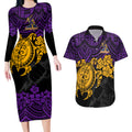 custom-storm-rugby-couples-matching-long-sleeve-bodycon-dress-and-hawaiian-shirt-melbourne-hibiscus-and-turtle-with-polynesian-pattern