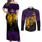 custom-storm-rugby-couples-matching-off-shoulder-maxi-dress-and-long-sleeve-button-shirt-melbourne-hibiscus-and-turtle-with-polynesian-pattern