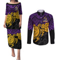 custom-storm-rugby-couples-matching-puletasi-dress-and-long-sleeve-button-shirt-melbourne-hibiscus-and-turtle-with-polynesian-pattern