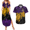 custom-storm-rugby-couples-matching-summer-maxi-dress-and-hawaiian-shirt-melbourne-hibiscus-and-turtle-with-polynesian-pattern