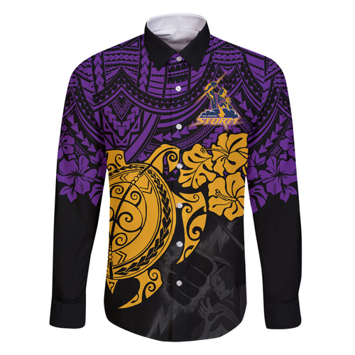 custom-storm-rugby-family-matching-long-sleeve-bodycon-dress-and-hawaiian-shirt-melbourne-hibiscus-and-turtle-with-polynesian-pattern