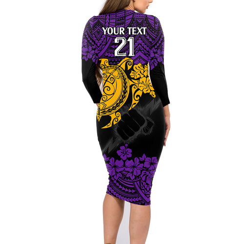 custom-storm-rugby-family-matching-long-sleeve-bodycon-dress-and-hawaiian-shirt-melbourne-hibiscus-and-turtle-with-polynesian-pattern