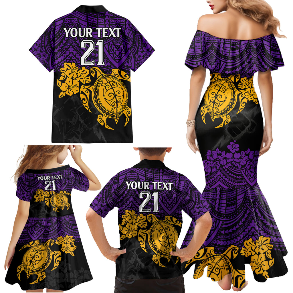 custom-storm-rugby-family-matching-mermaid-dress-and-hawaiian-shirt-melbourne-hibiscus-and-turtle-with-polynesian-pattern
