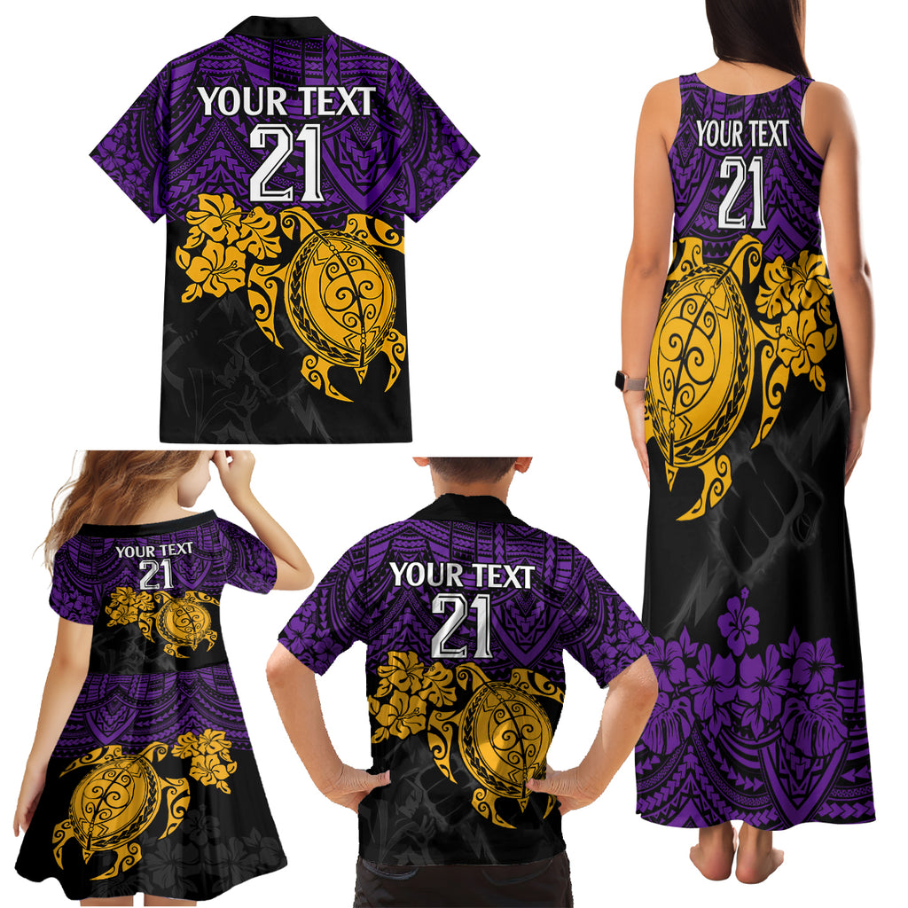custom-storm-rugby-family-matching-tank-maxi-dress-and-hawaiian-shirt-melbourne-hibiscus-and-turtle-with-polynesian-pattern