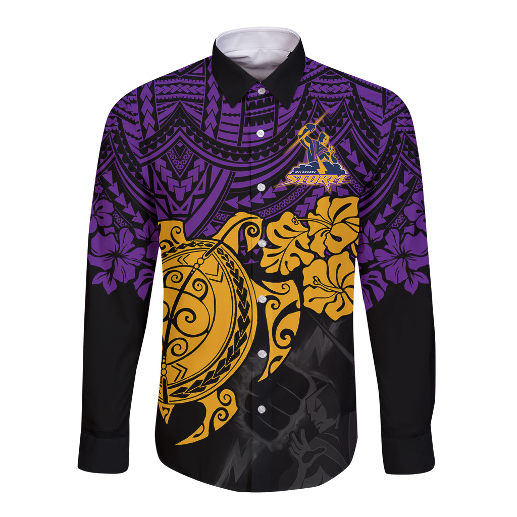 custom-storm-rugby-long-sleeve-button-shirt-melbourne-hibiscus-and-turtle-with-polynesian-pattern