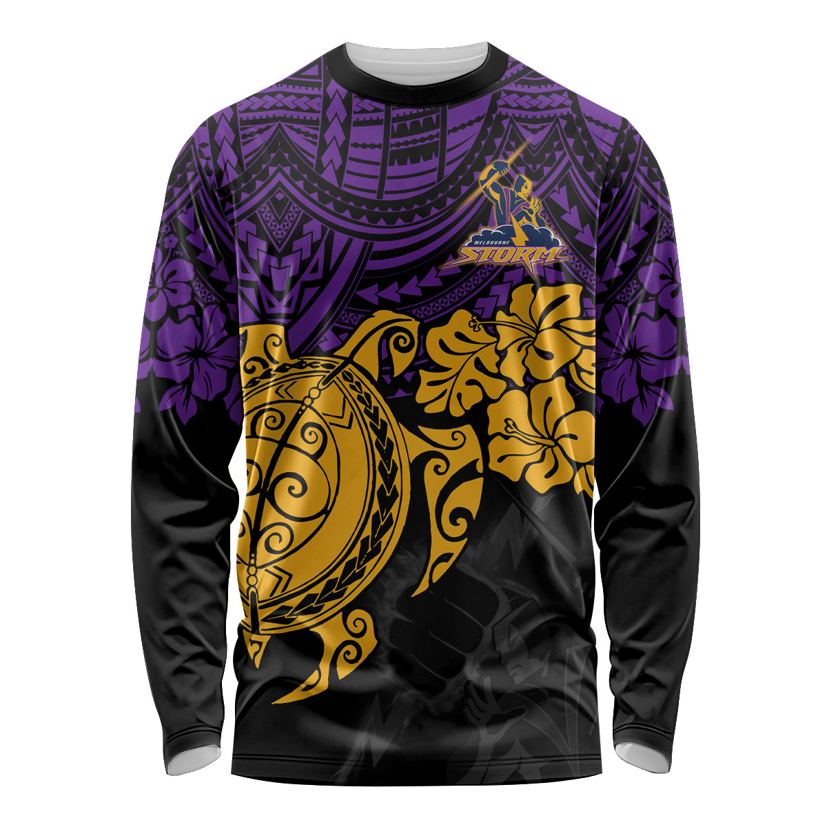 custom-storm-rugby-long-sleeve-shirt-melbourne-hibiscus-and-turtle-with-polynesian-pattern