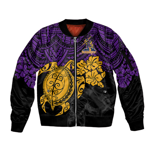 custom-storm-rugby-sleeve-zip-bomber-jacket-melbourne-hibiscus-and-turtle-with-polynesian-pattern