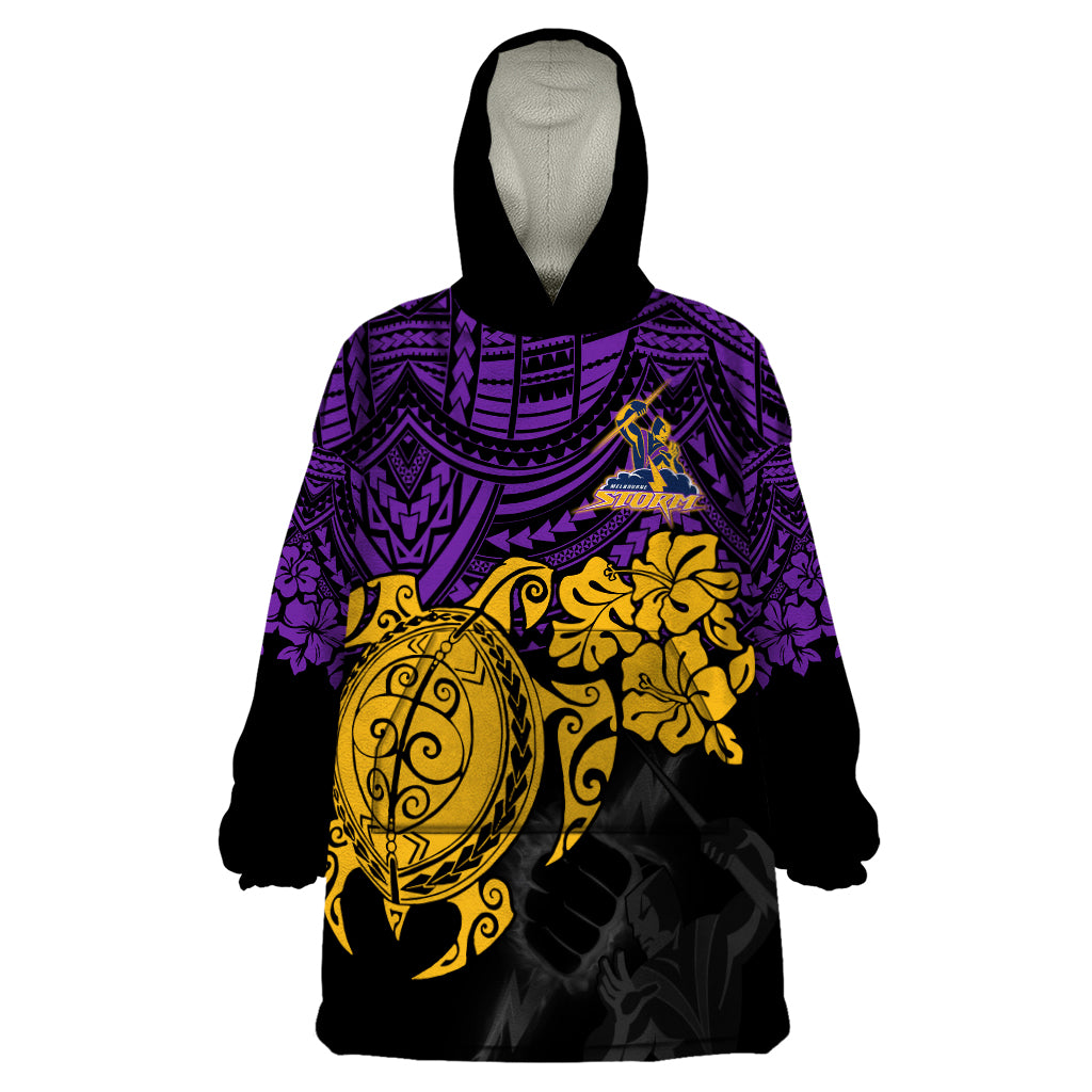 custom-storm-rugby-wearable-blanket-hoodie-melbourne-hibiscus-and-turtle-with-polynesian-pattern