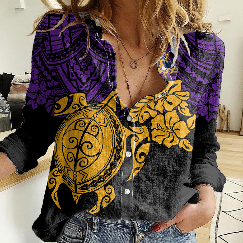 custom-storm-rugby-women-casual-shirt-melbourne-hibiscus-and-turtle-with-polynesian-pattern