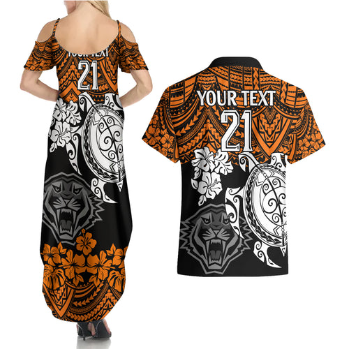 custom-wests-tigers-rugby-couples-matching-summer-maxi-dress-and-hawaiian-shirt-hibiscus-and-turtle-with-polynesian-pattern