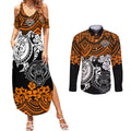 custom-wests-tigers-rugby-couples-matching-summer-maxi-dress-and-long-sleeve-button-shirt-hibiscus-and-turtle-with-polynesian-pattern