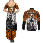custom-wests-tigers-rugby-couples-matching-summer-maxi-dress-and-long-sleeve-button-shirt-hibiscus-and-turtle-with-polynesian-pattern