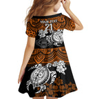 custom-wests-tigers-rugby-family-matching-off-shoulder-short-dress-and-hawaiian-shirt-hibiscus-and-turtle-with-polynesian-pattern