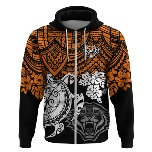 custom-wests-tigers-rugby-hoodie-hibiscus-and-turtle-with-polynesian-pattern