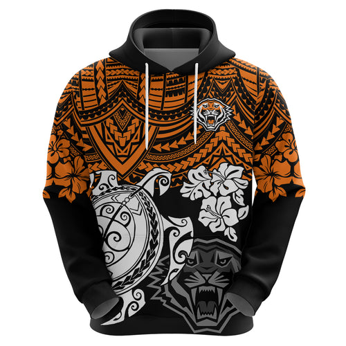custom-wests-tigers-rugby-hoodie-hibiscus-and-turtle-with-polynesian-pattern