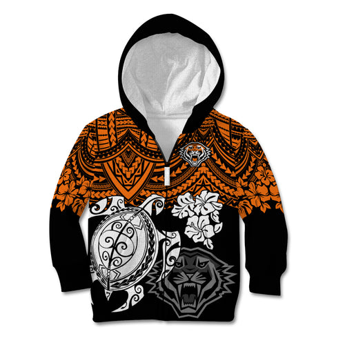 custom-wests-tigers-rugby-kid-hoodie-hibiscus-and-turtle-with-polynesian-pattern