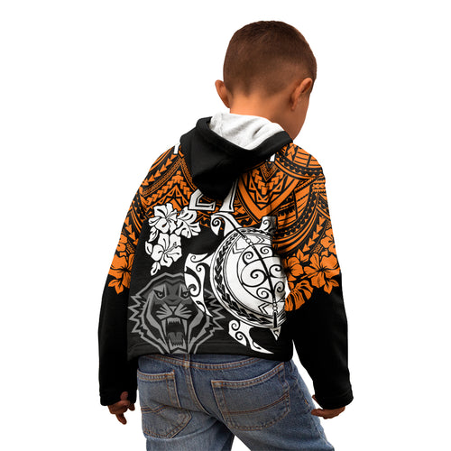 custom-wests-tigers-rugby-kid-hoodie-hibiscus-and-turtle-with-polynesian-pattern