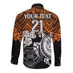 custom-wests-tigers-rugby-long-sleeve-button-shirt-hibiscus-and-turtle-with-polynesian-pattern