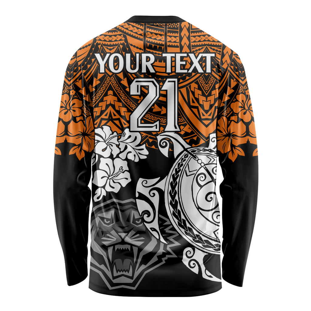 custom-wests-tigers-rugby-long-sleeve-shirt-hibiscus-and-turtle-with-polynesian-pattern