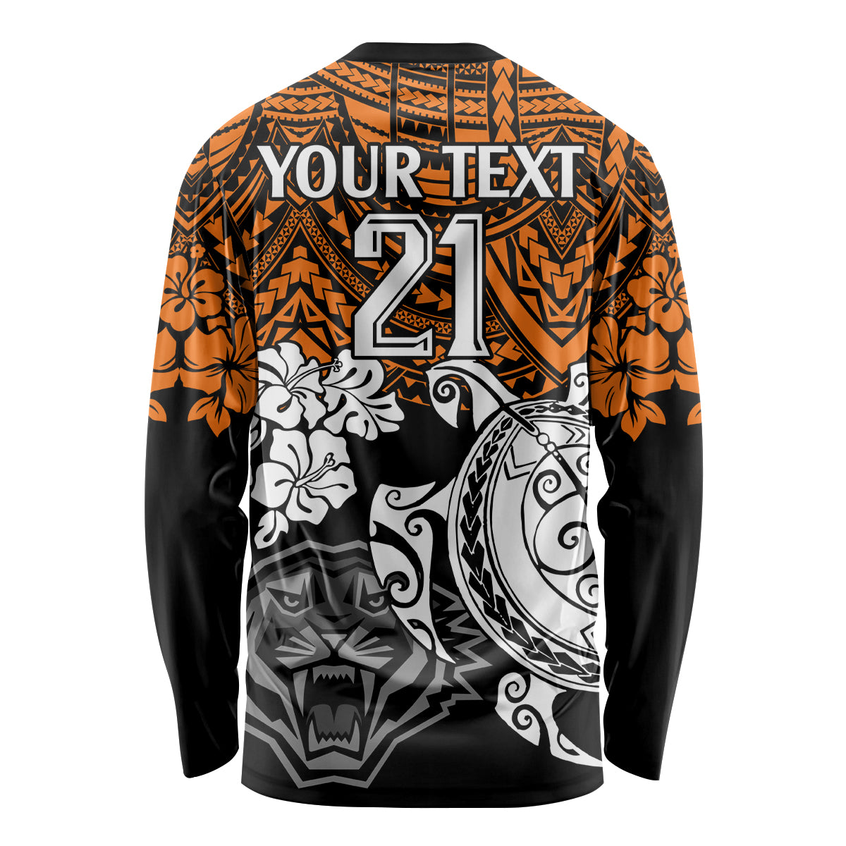 custom-wests-tigers-rugby-long-sleeve-shirt-hibiscus-and-turtle-with-polynesian-pattern