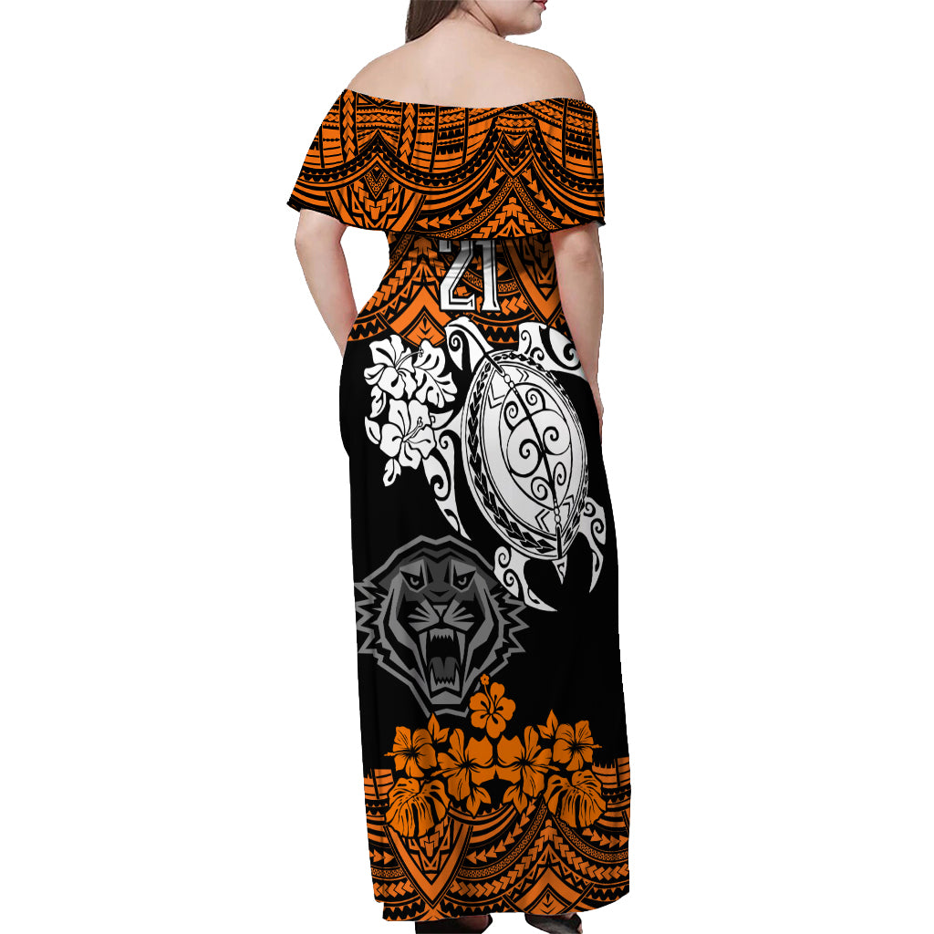 custom-wests-tigers-rugby-off-shoulder-maxi-dress-hibiscus-and-turtle-with-polynesian-pattern