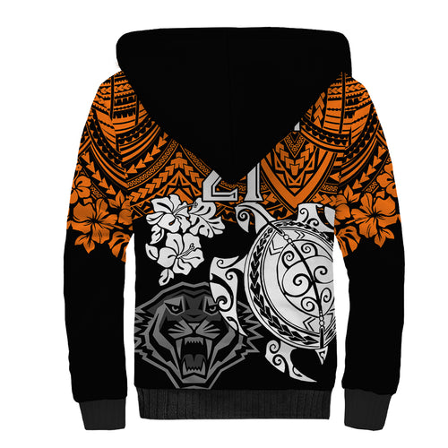custom-wests-tigers-rugby-sherpa-hoodie-hibiscus-and-turtle-with-polynesian-pattern