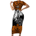 custom-wests-tigers-rugby-short-sleeve-bodycon-dress-hibiscus-and-turtle-with-polynesian-pattern