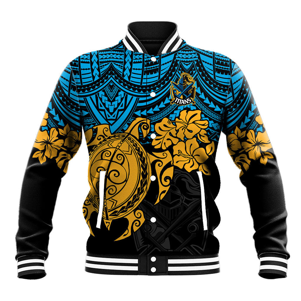 custom-titans-rugby-baseball-jacket-gld-hibiscus-and-turtle-with-polynesian-pattern