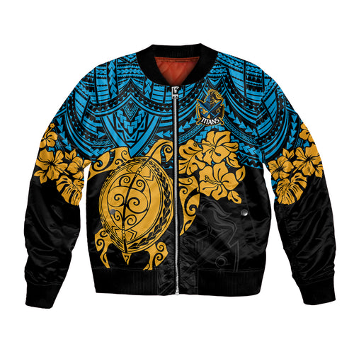 custom-titans-rugby-bomber-jacket-gld-hibiscus-and-turtle-with-polynesian-pattern