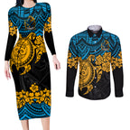 custom-titans-rugby-couples-matching-long-sleeve-bodycon-dress-and-long-sleeve-button-shirt-gld-hibiscus-and-turtle-with-polynesian-pattern
