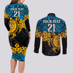 custom-titans-rugby-couples-matching-long-sleeve-bodycon-dress-and-long-sleeve-button-shirt-gld-hibiscus-and-turtle-with-polynesian-pattern