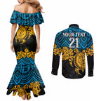 custom-titans-rugby-couples-matching-mermaid-dress-and-long-sleeve-button-shirt-gld-hibiscus-and-turtle-with-polynesian-pattern