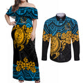 custom-titans-rugby-couples-matching-off-shoulder-maxi-dress-and-long-sleeve-button-shirt-gld-hibiscus-and-turtle-with-polynesian-pattern