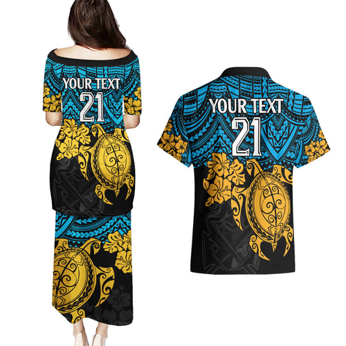 custom-titans-rugby-couples-matching-puletasi-dress-and-hawaiian-shirt-gld-hibiscus-and-turtle-with-polynesian-pattern