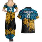 custom-titans-rugby-couples-matching-summer-maxi-dress-and-hawaiian-shirt-gld-hibiscus-and-turtle-with-polynesian-pattern