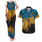 custom-titans-rugby-couples-matching-tank-maxi-dress-and-hawaiian-shirt-gld-hibiscus-and-turtle-with-polynesian-pattern