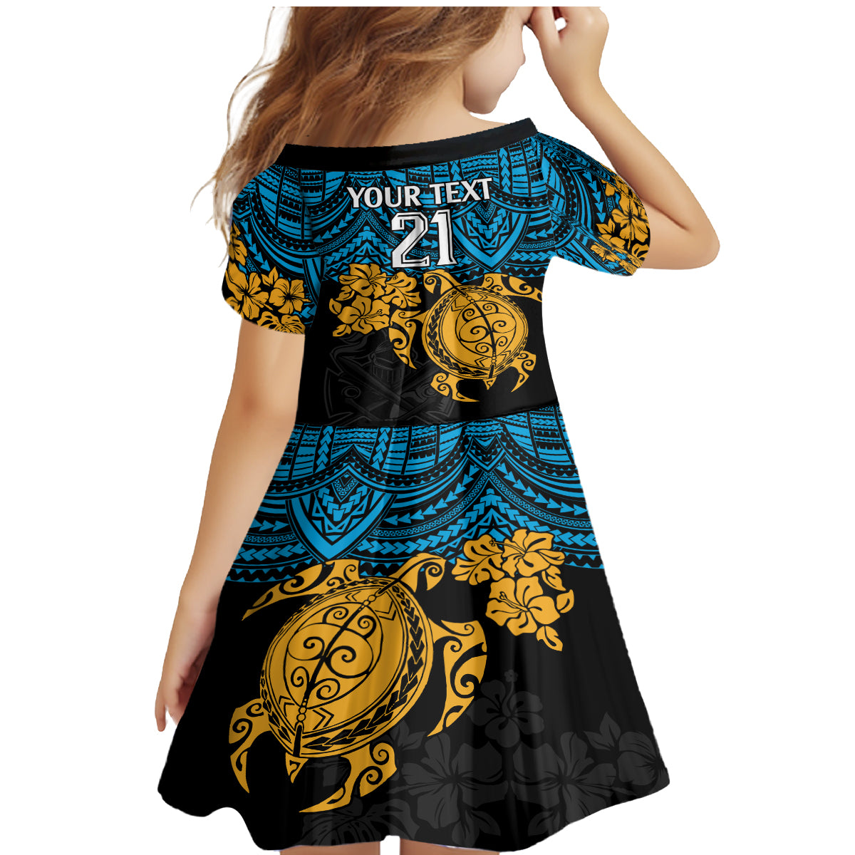 custom-titans-rugby-family-matching-mermaid-dress-and-hawaiian-shirt-gld-hibiscus-and-turtle-with-polynesian-pattern