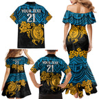 custom-titans-rugby-family-matching-mermaid-dress-and-hawaiian-shirt-gld-hibiscus-and-turtle-with-polynesian-pattern
