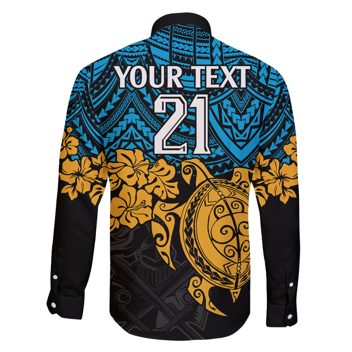 custom-titans-rugby-family-matching-mermaid-dress-and-hawaiian-shirt-gld-hibiscus-and-turtle-with-polynesian-pattern