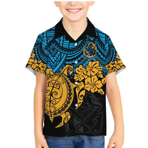 custom-titans-rugby-family-matching-mermaid-dress-and-hawaiian-shirt-gld-hibiscus-and-turtle-with-polynesian-pattern