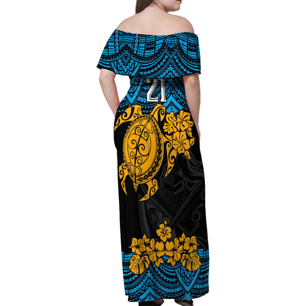 custom-titans-rugby-family-matching-off-shoulder-maxi-dress-and-hawaiian-shirt-gld-hibiscus-and-turtle-with-polynesian-pattern