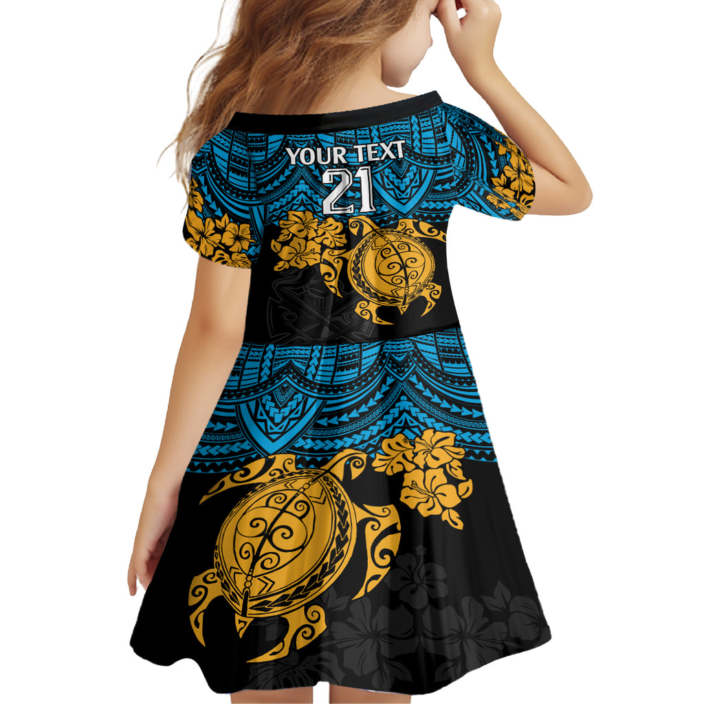 custom-titans-rugby-family-matching-off-shoulder-short-dress-and-hawaiian-shirt-gld-hibiscus-and-turtle-with-polynesian-pattern