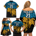 custom-titans-rugby-family-matching-off-shoulder-short-dress-and-hawaiian-shirt-gld-hibiscus-and-turtle-with-polynesian-pattern