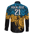 custom-titans-rugby-family-matching-off-shoulder-short-dress-and-hawaiian-shirt-gld-hibiscus-and-turtle-with-polynesian-pattern