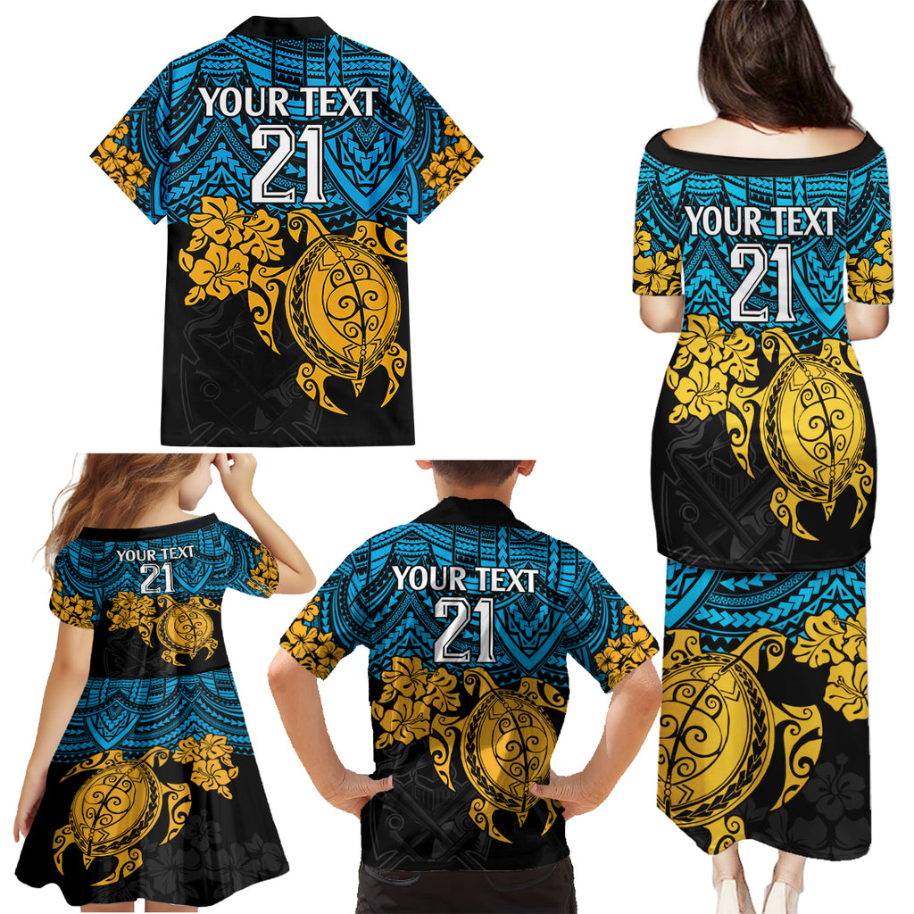 custom-titans-rugby-family-matching-puletasi-dress-and-hawaiian-shirt-gld-hibiscus-and-turtle-with-polynesian-pattern
