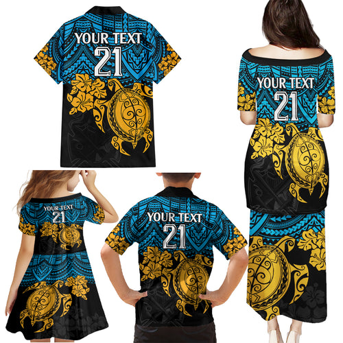 custom-titans-rugby-family-matching-puletasi-dress-and-hawaiian-shirt-gld-hibiscus-and-turtle-with-polynesian-pattern