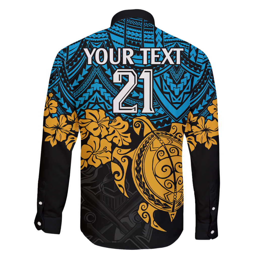 custom-titans-rugby-family-matching-short-sleeve-bodycon-dress-and-hawaiian-shirt-gld-hibiscus-and-turtle-with-polynesian-pattern